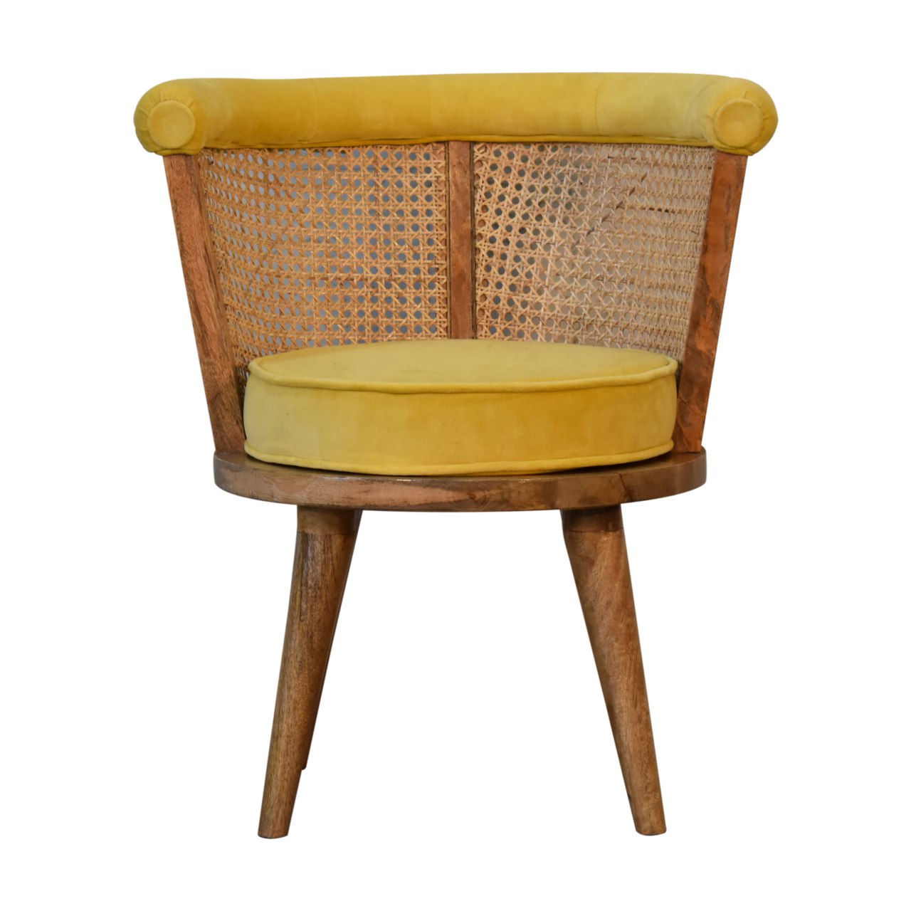 Larissa Mustard Velvet Nordic Chair - Shady Oak and Ivory