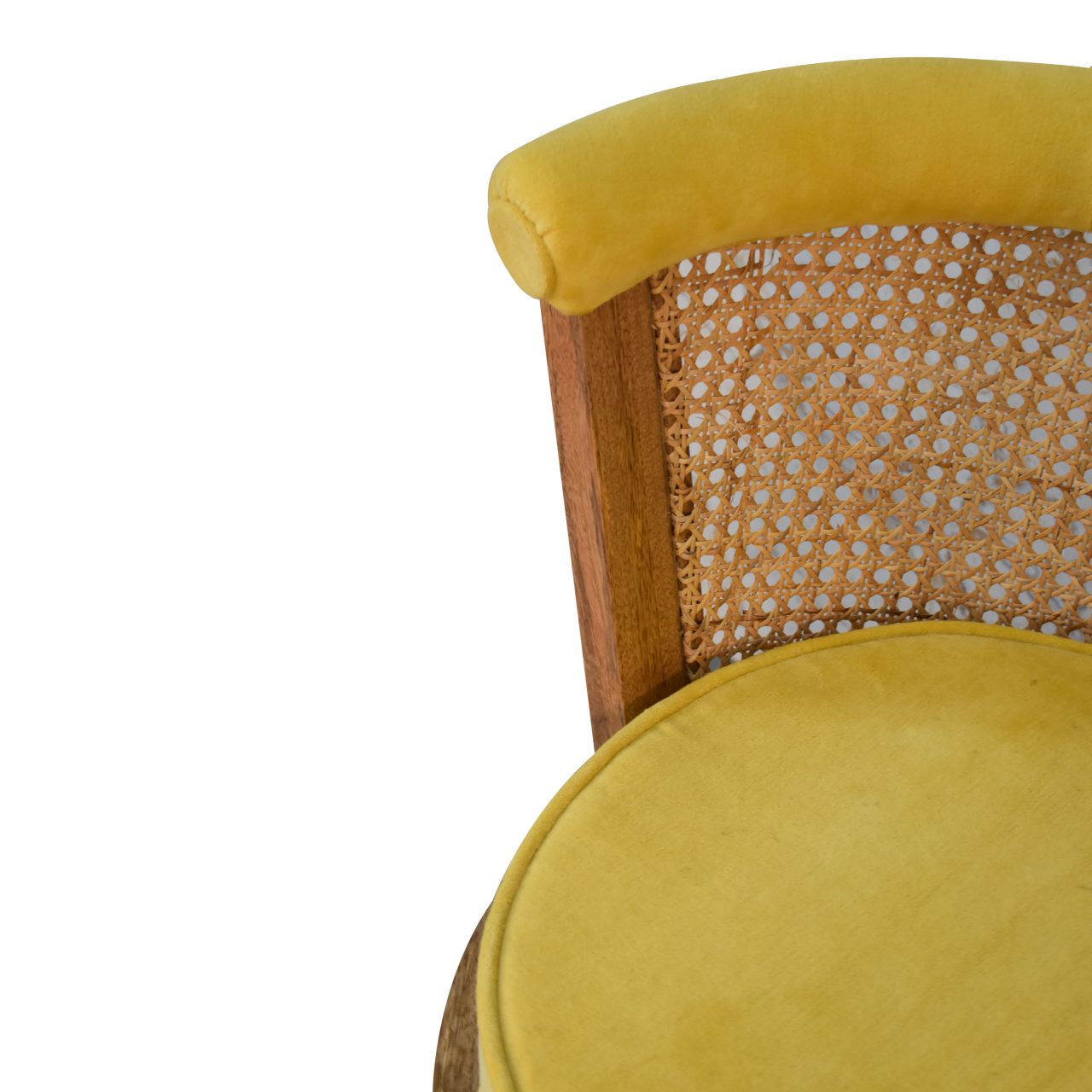 Larissa Mustard Velvet Nordic Chair - Shady Oak and Ivory