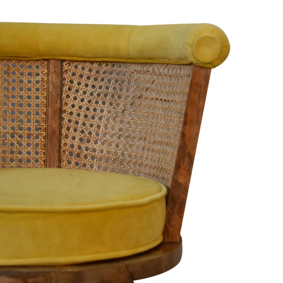 Larissa Mustard Velvet Nordic Chair - Shady Oak and Ivory