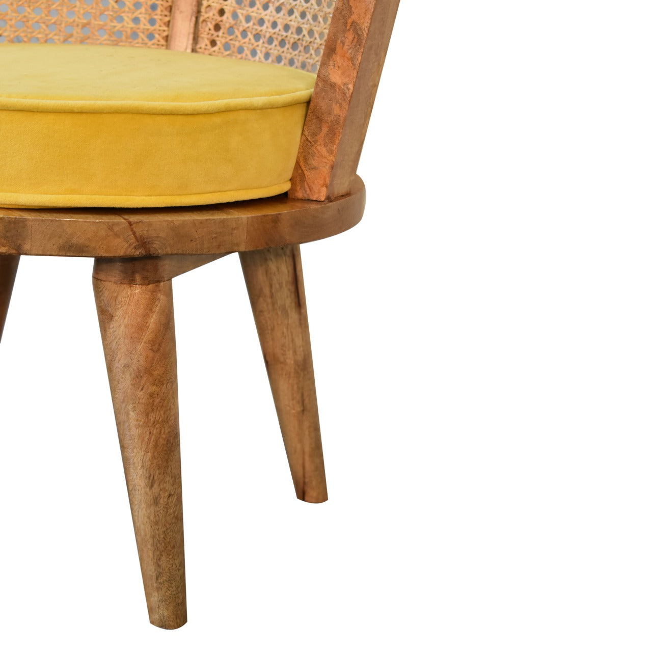 Larissa Mustard Velvet Nordic Chair - Shady Oak and Ivory