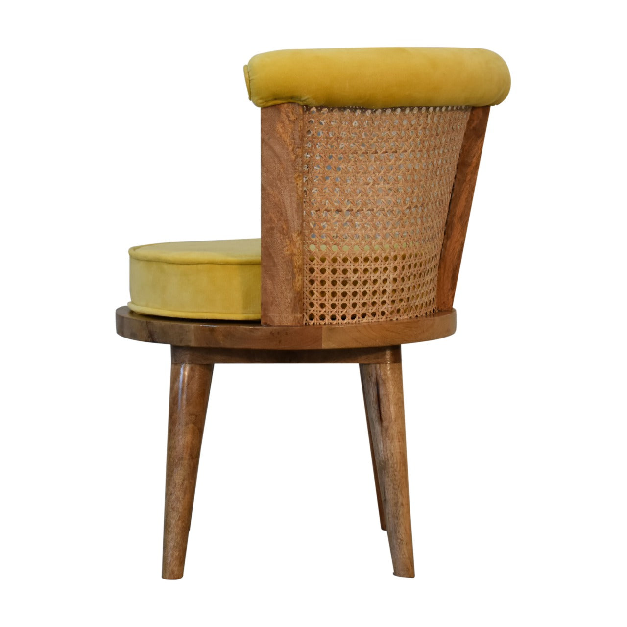 Larissa Mustard Velvet Nordic Chair - Shady Oak and Ivory