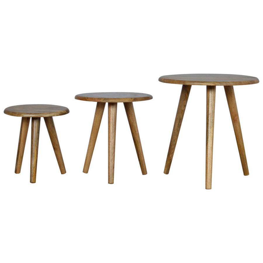 Oak-ish Nordic Nesting Stools - Shady Oak and Ivory