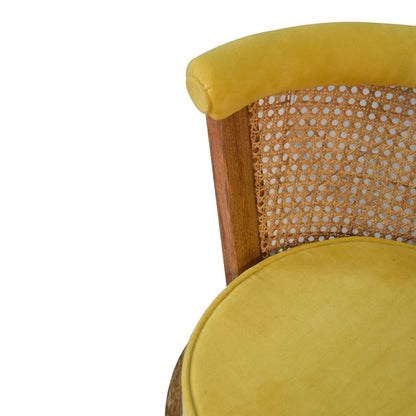 Larissa Mustard Velvet Nordic Chair - Shady Oak and Ivory