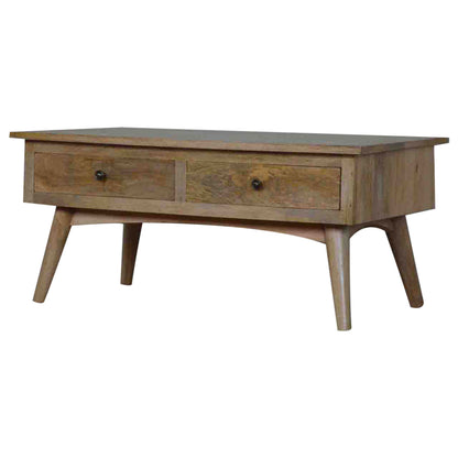 Nordic Style 2 Drawer Coffee Table - Shady Oak and Ivory