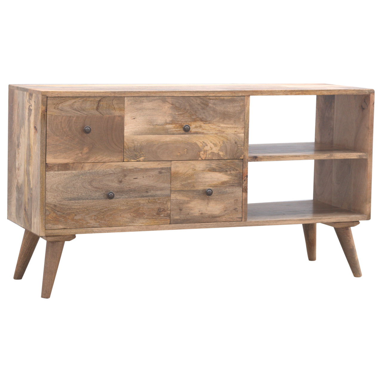 Oak-ish Multi Drawer Media Unit - Shady Oak and Ivory