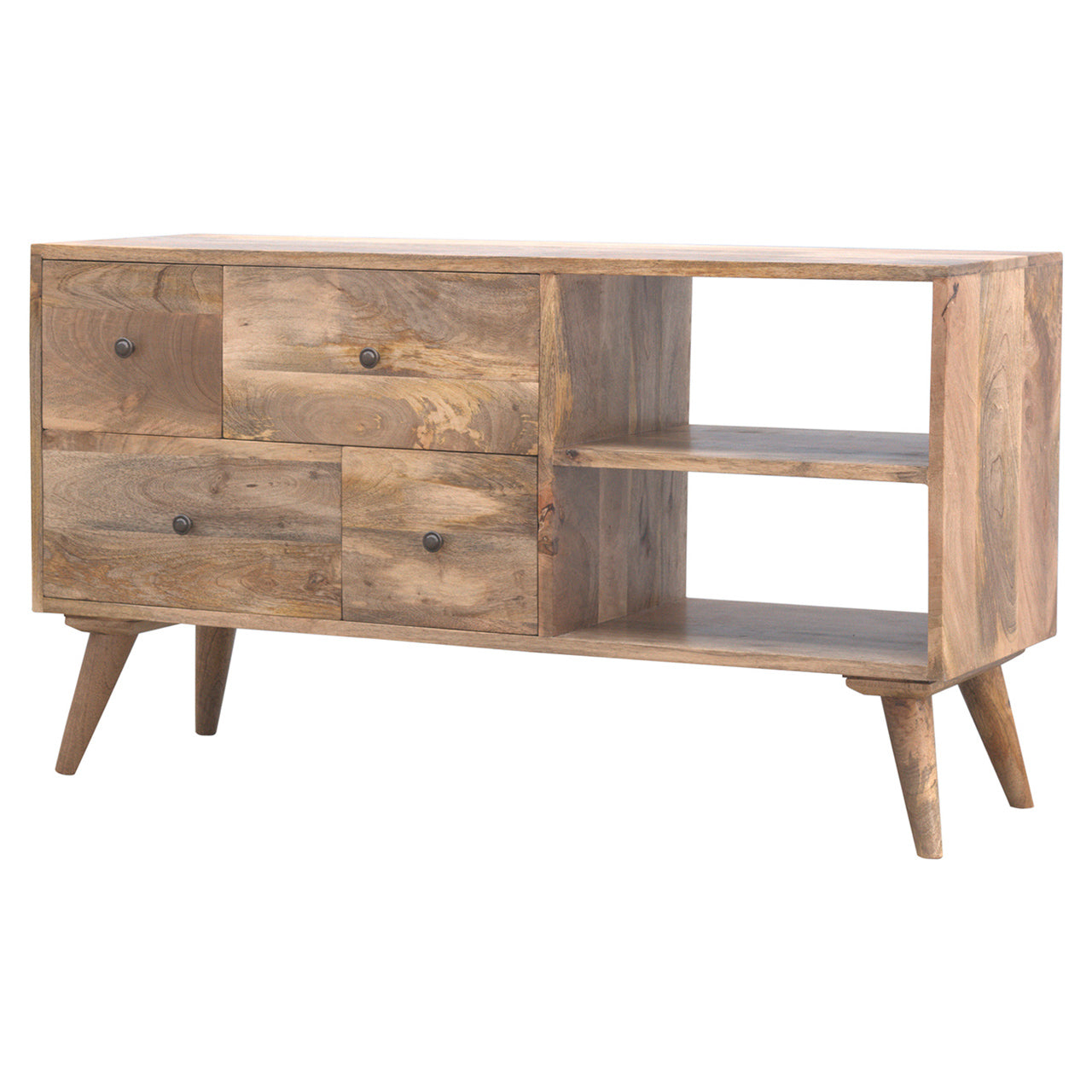 Oak-ish Multi Drawer Media Unit - Shady Oak and Ivory