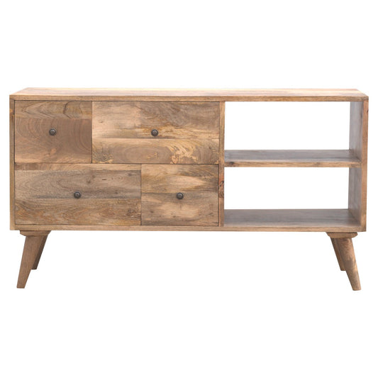 Oak-ish Multi Drawer Media Unit - Shady Oak and Ivory
